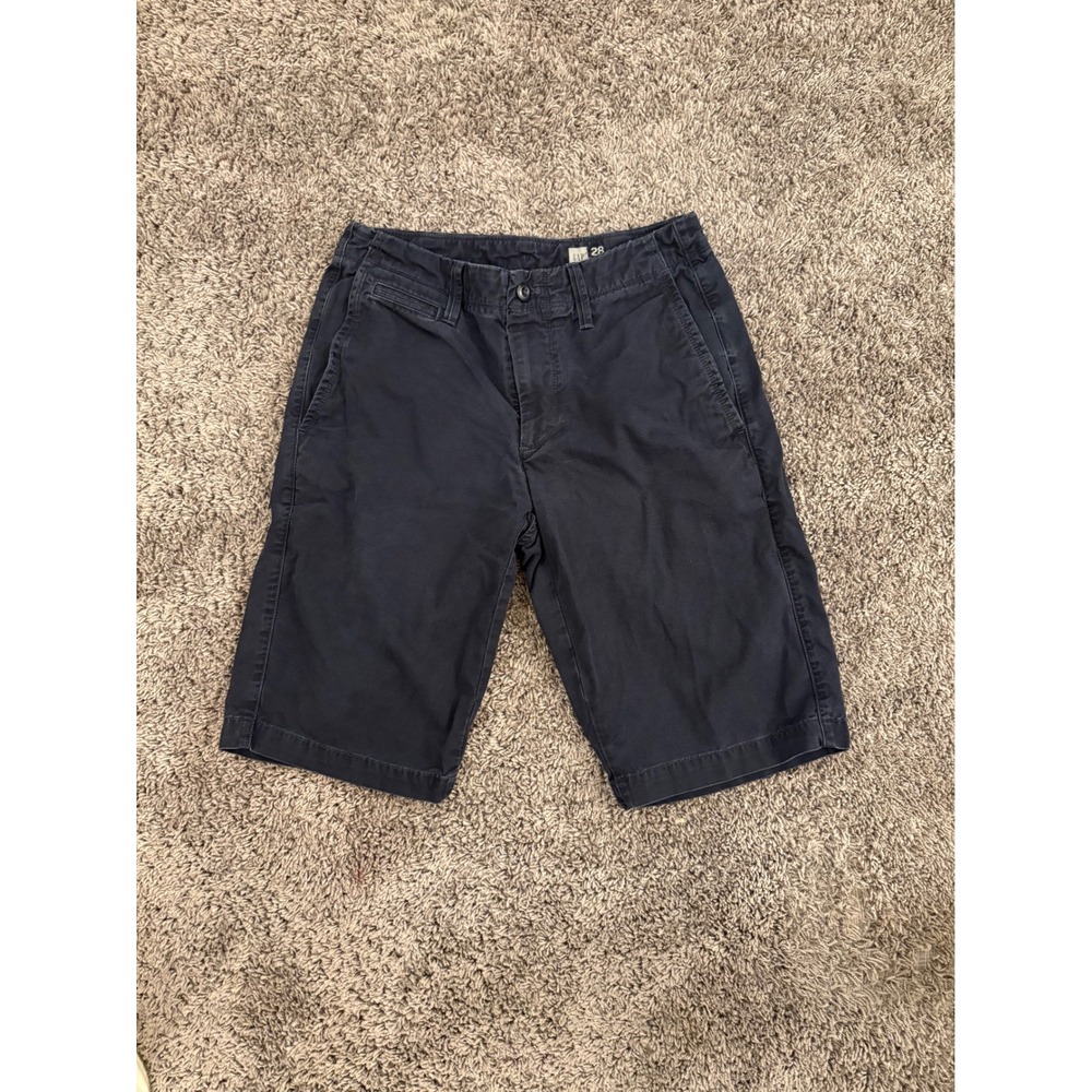 Gap Lived-in Chino Shorts Mens 28 Navy Blue Flat Front Casual Cotton Summer